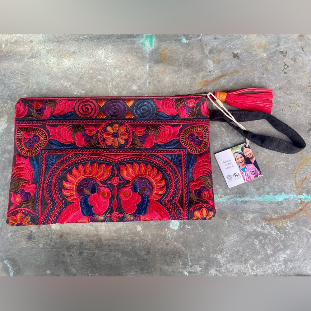 Trades of Hope scarlet clutch handmade